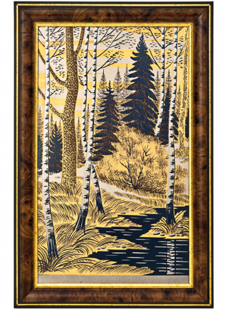 Гравюра "Лесной ручей" ( в раме)