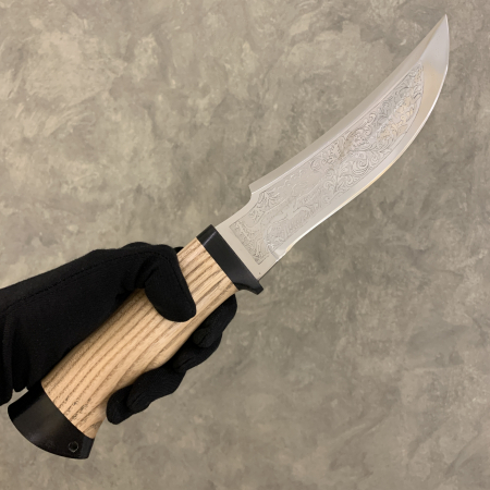 Нож "Русский-3", сталь 95Х18, текстолит, ясень, рисунок