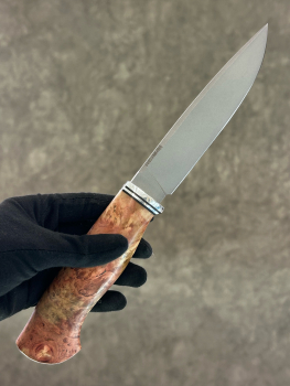 Нож "Орикс", 110Х18М-ШД, стаб. кап клена, галтовка, черные ножны