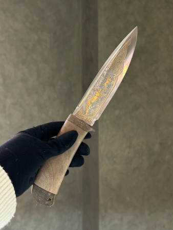 Нож «Фокс-1», 95х18, орех, текстолит, позолота