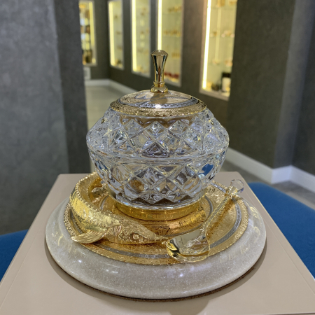 Икорница "Богемия" с крышкой, на камне