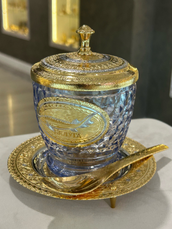 Икорница «Белуга» хрустальное стекло, с крышкой на тарелочке