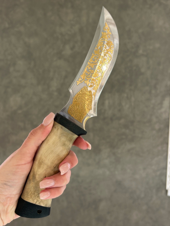 Нож "Зубр", ст. 95Х18, кап, текстолит, позолота