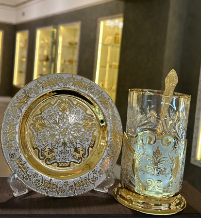 Набор чайный на 1 персону (подстаканник с ложкой на блюдце)
