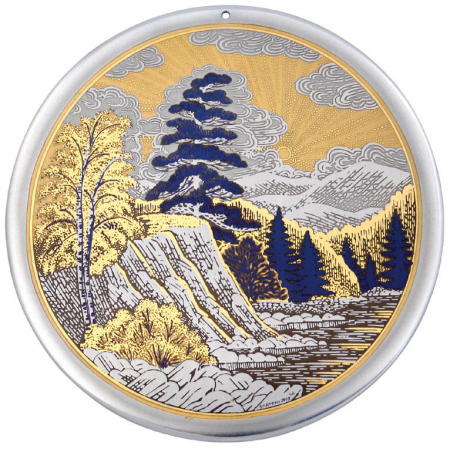 Гравюра «Утес» (Диаметр: 180 мм) на металле