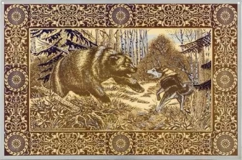 гравюра "Схватка с медведем" в раме (200*300)