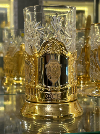 Подстаканник"Златоустовский" с ложечкой с Гербом ФСБ